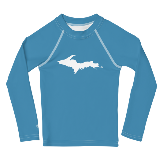 Michigan Upper Peninsula Rash Guard (w/ UP Outline) | Toddler - Lake Michigan Blue