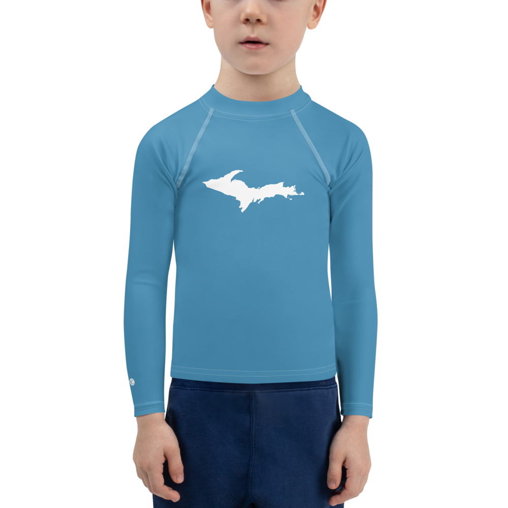 Michigan Upper Peninsula Rash Guard (w/ UP Outline) | Toddler - Lake Michigan Blue