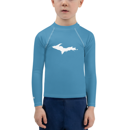 Michigan Upper Peninsula Rash Guard (w/ UP Outline) | Toddler - Lake Michigan Blue