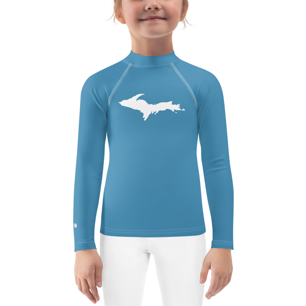 Michigan Upper Peninsula Rash Guard (w/ UP Outline) | Toddler - Lake Michigan Blue