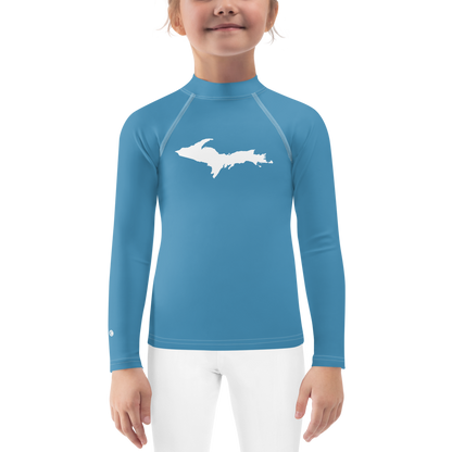 Michigan Upper Peninsula Rash Guard (w/ UP Outline) | Toddler - Lake Michigan Blue