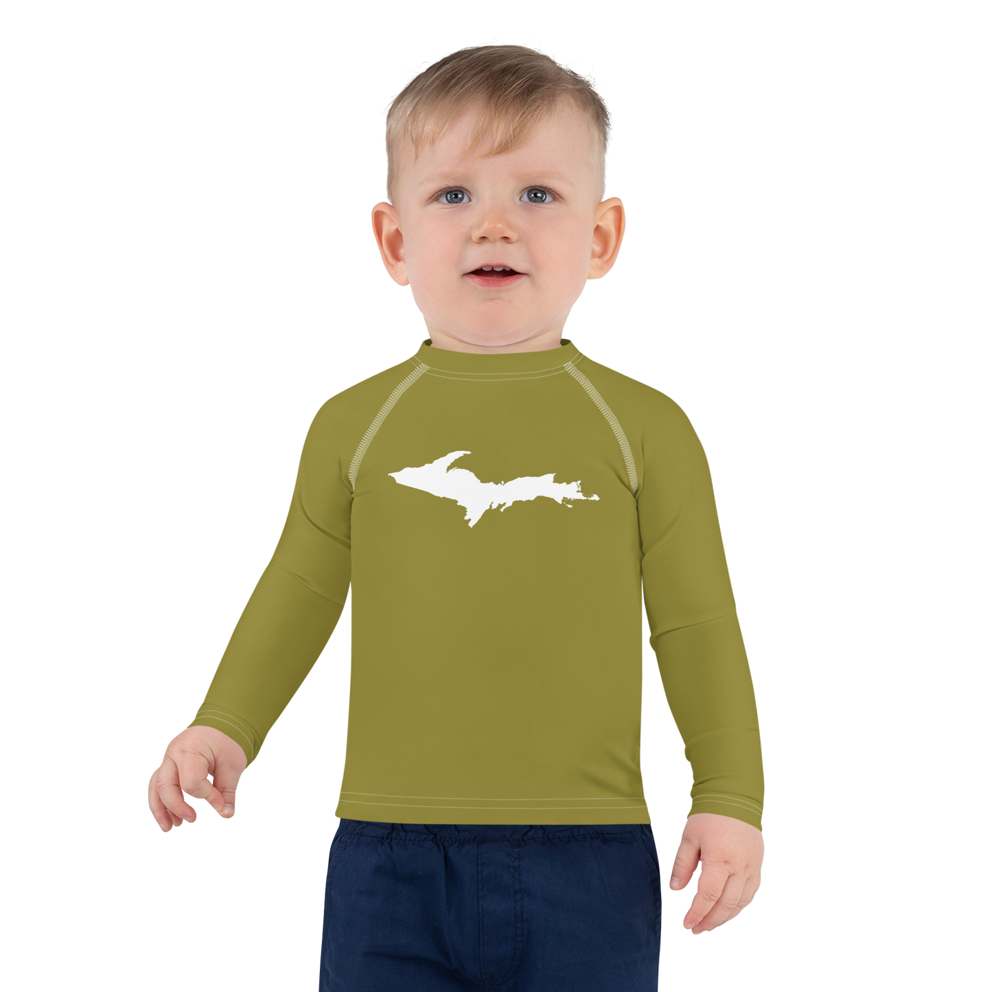 Michigan Upper Peninsula Rash Guard (w/ UP Outline) | Toddler - Scrub Gold