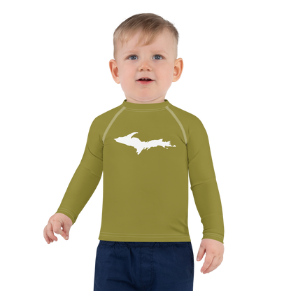 Michigan Upper Peninsula Rash Guard (w/ UP Outline) | Toddler - Scrub Gold