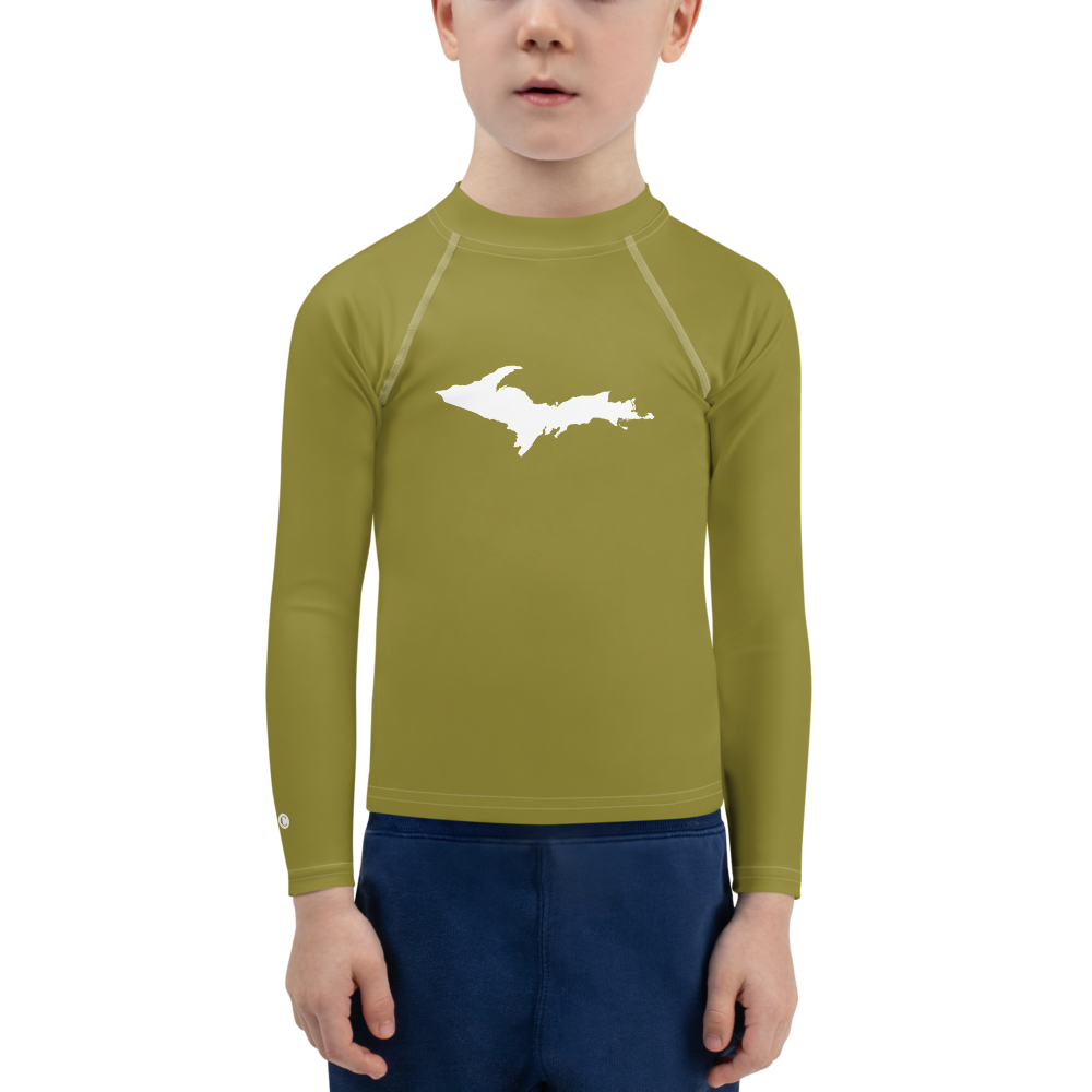 Michigan Upper Peninsula Rash Guard (w/ UP Outline) | Toddler - Scrub Gold