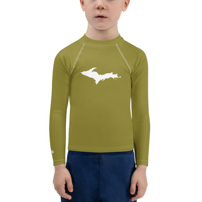 Michigan Upper Peninsula Rash Guard (w/ UP Outline) | Toddler - Scrub Gold