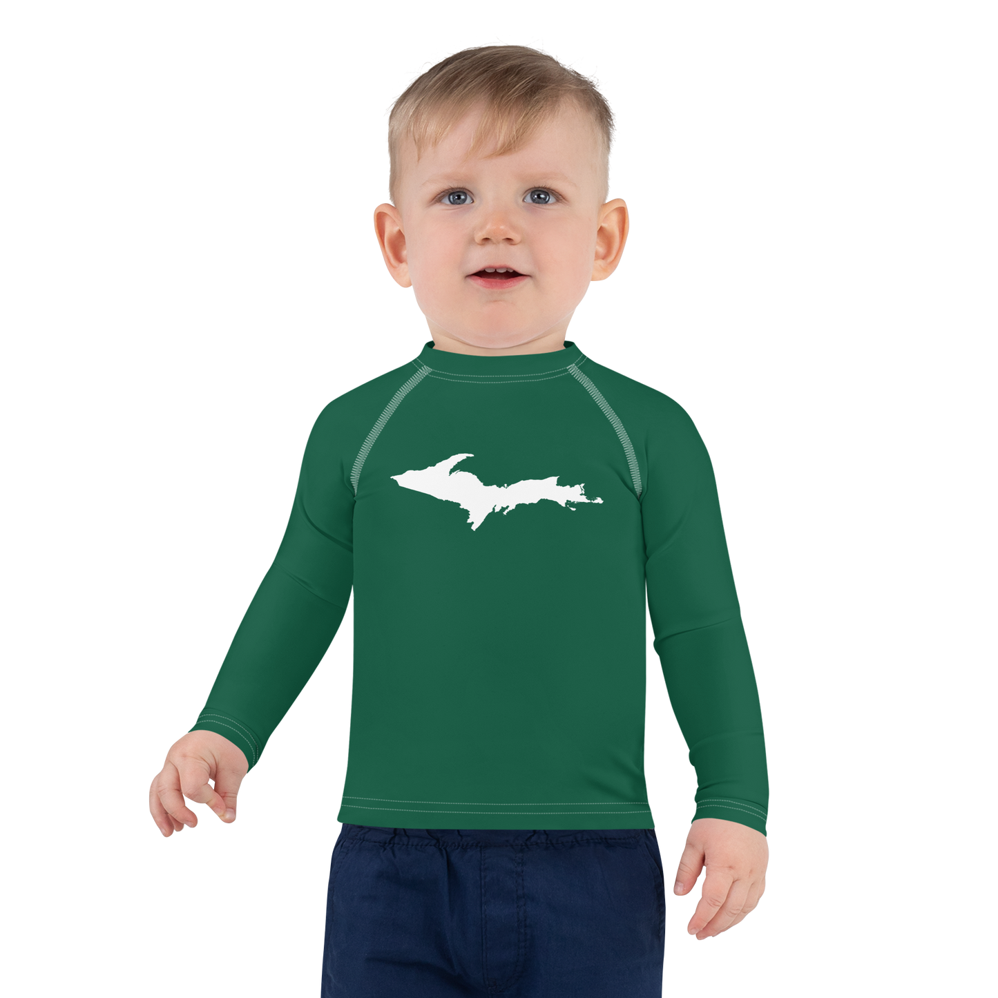 Michigan Upper Peninsula Rash Guard (w/ UP Outline) | Toddler - Superior Green