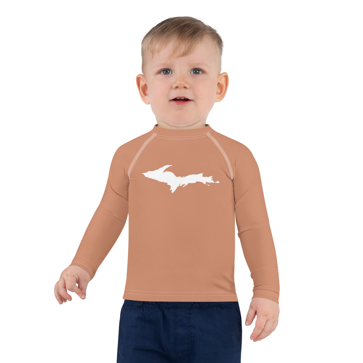 Michigan Upper Peninsula Rash Guard (w/ UP Outline) | Toddler - Copper Color