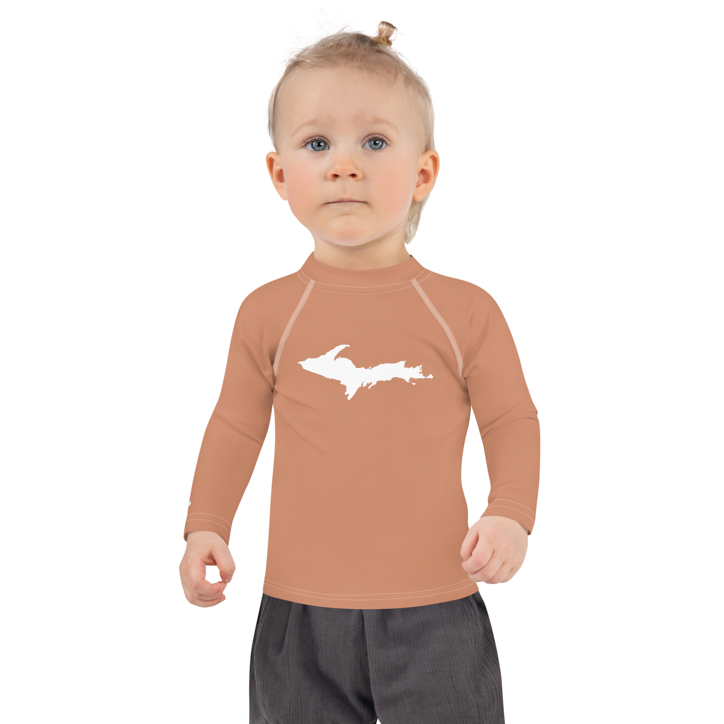 Michigan Upper Peninsula Rash Guard (w/ UP Outline) | Toddler - Copper Color