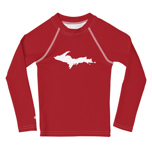 Michigan Upper Peninsula Rash Guard (w/ UP Outline) | Toddler - Thimbleberry Red