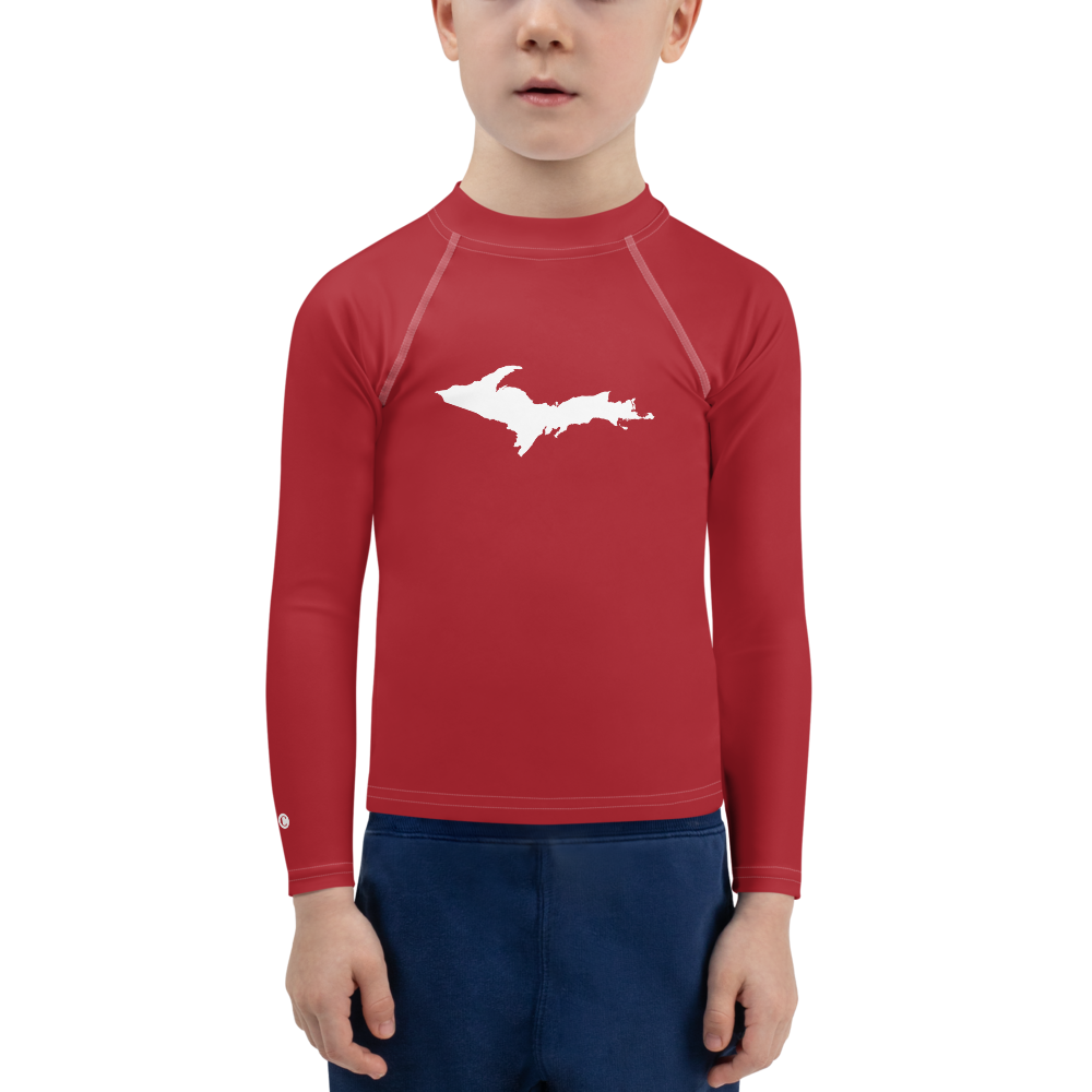 Michigan Upper Peninsula Rash Guard (w/ UP Outline) | Toddler - Thimbleberry Red