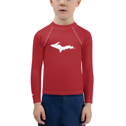 Michigan Upper Peninsula Rash Guard (w/ UP Outline) | Toddler - Thimbleberry Red