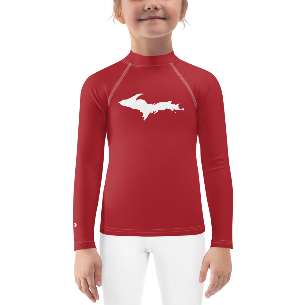 Michigan Upper Peninsula Rash Guard (w/ UP Outline) | Toddler - Thimbleberry Red