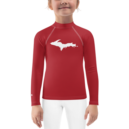 Michigan Upper Peninsula Rash Guard (w/ UP Outline) | Toddler - Thimbleberry Red