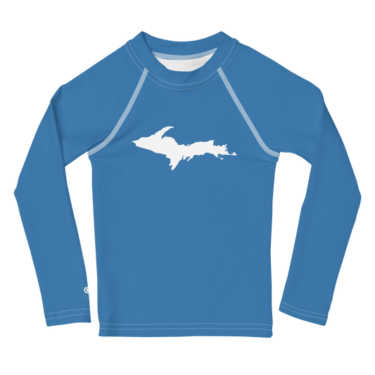 Michigan Upper Peninsula Rash Guard (w/ UP Outline) | Toddler - Lake Superior Blue