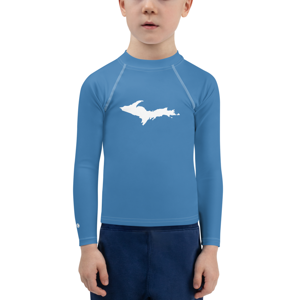 Michigan Upper Peninsula Rash Guard (w/ UP Outline) | Toddler - Lake Superior Blue