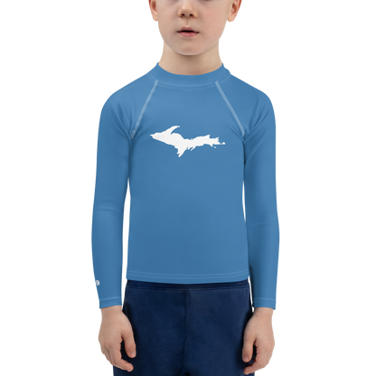 Michigan Upper Peninsula Rash Guard (w/ UP Outline) | Toddler - Lake Superior Blue