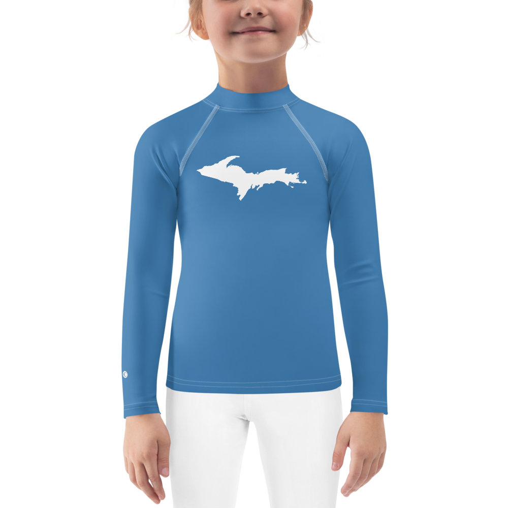 Michigan Upper Peninsula Rash Guard (w/ UP Outline) | Toddler - Lake Superior Blue