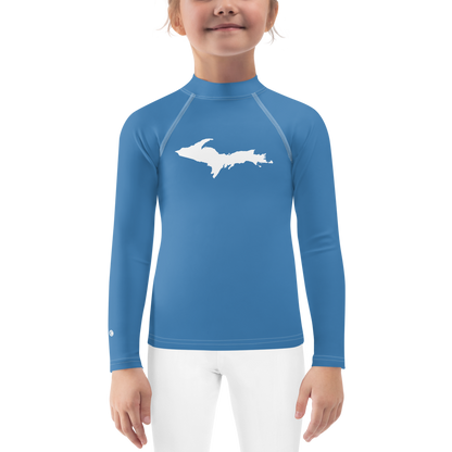 Michigan Upper Peninsula Rash Guard (w/ UP Outline) | Toddler - Lake Superior Blue