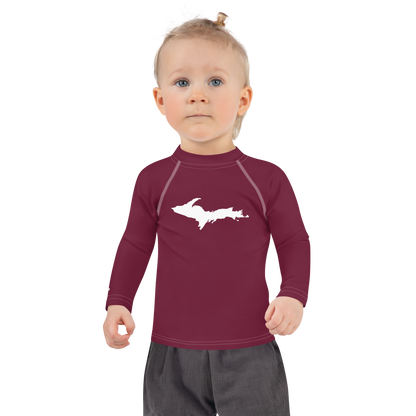 Michigan Upper Peninsula Rash Guard (w/ UP Outline) | Toddler - Old Mission Burgundy