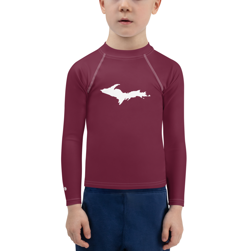 Michigan Upper Peninsula Rash Guard (w/ UP Outline) | Toddler - Old Mission Burgundy