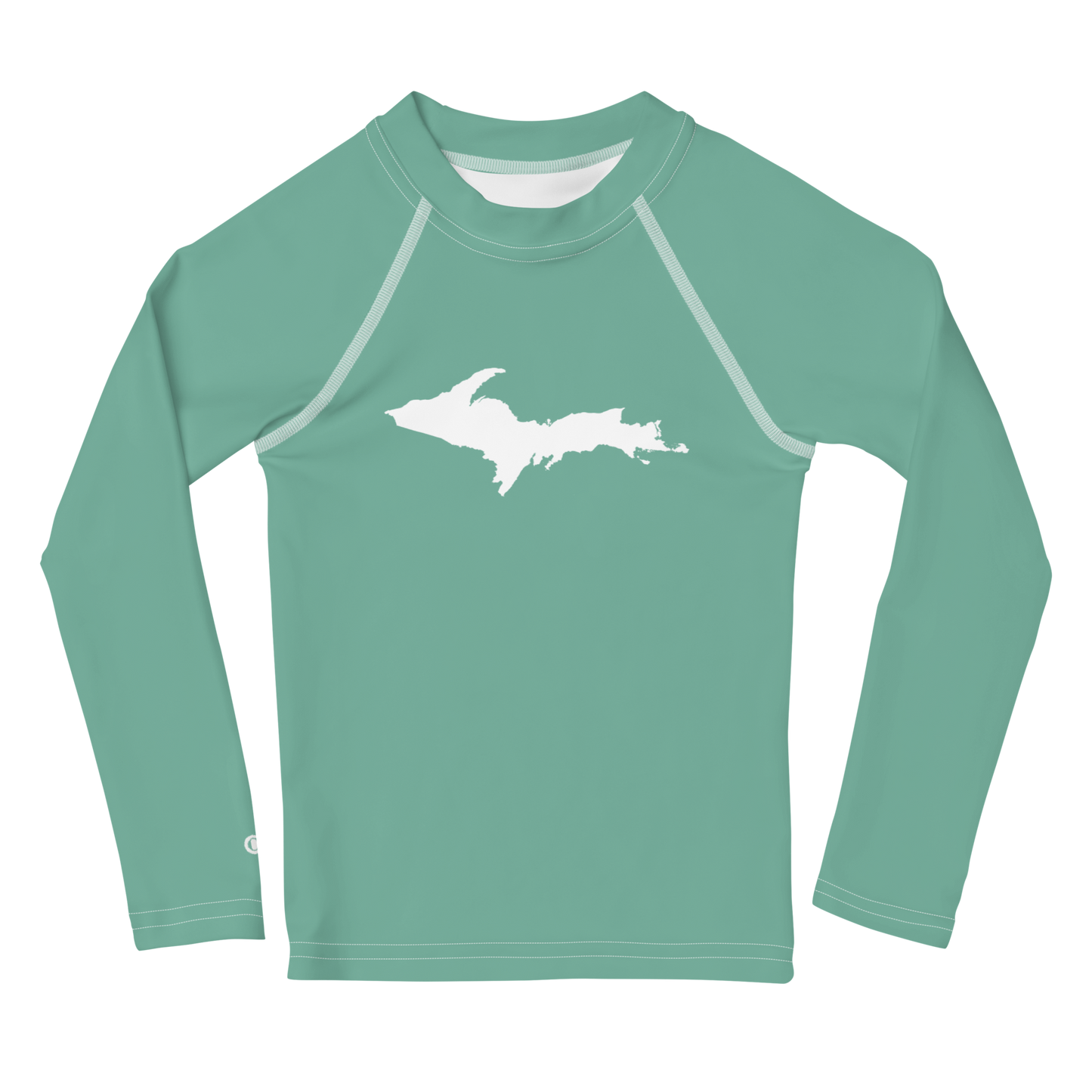 Michigan Upper Peninsula Rash Guard (w/ UP Outline) | Toddler - Metallic Mint Green