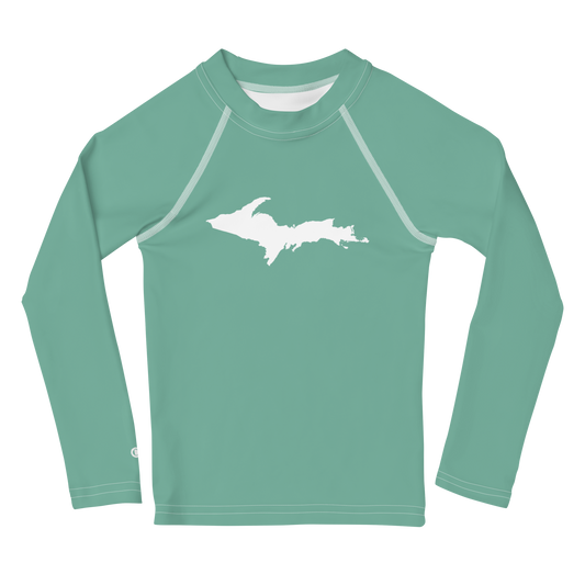 Michigan Upper Peninsula Rash Guard (w/ UP Outline) | Toddler - Metallic Mint Green