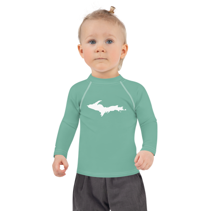 Michigan Upper Peninsula Rash Guard (w/ UP Outline) | Toddler - Metallic Mint Green