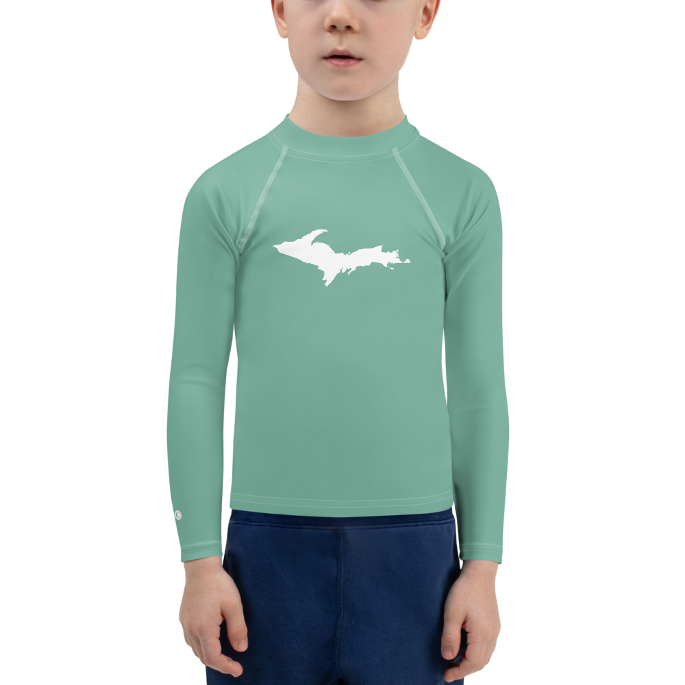 Michigan Upper Peninsula Rash Guard (w/ UP Outline) | Toddler - Metallic Mint Green