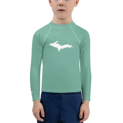 Michigan Upper Peninsula Rash Guard (w/ UP Outline) | Toddler - Metallic Mint Green