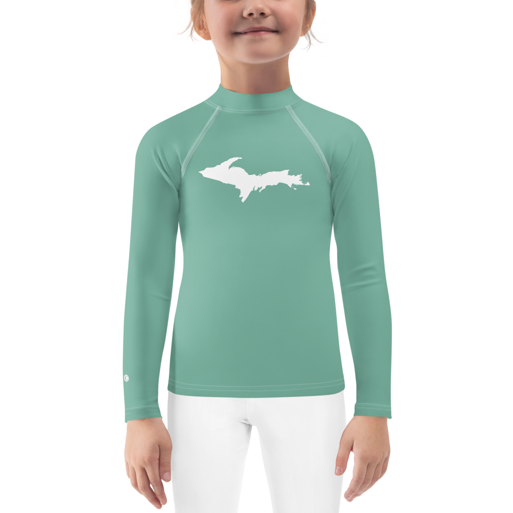 Michigan Upper Peninsula Rash Guard (w/ UP Outline) | Toddler - Metallic Mint Green