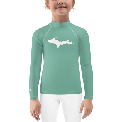 Michigan Upper Peninsula Rash Guard (w/ UP Outline) | Toddler - Metallic Mint Green