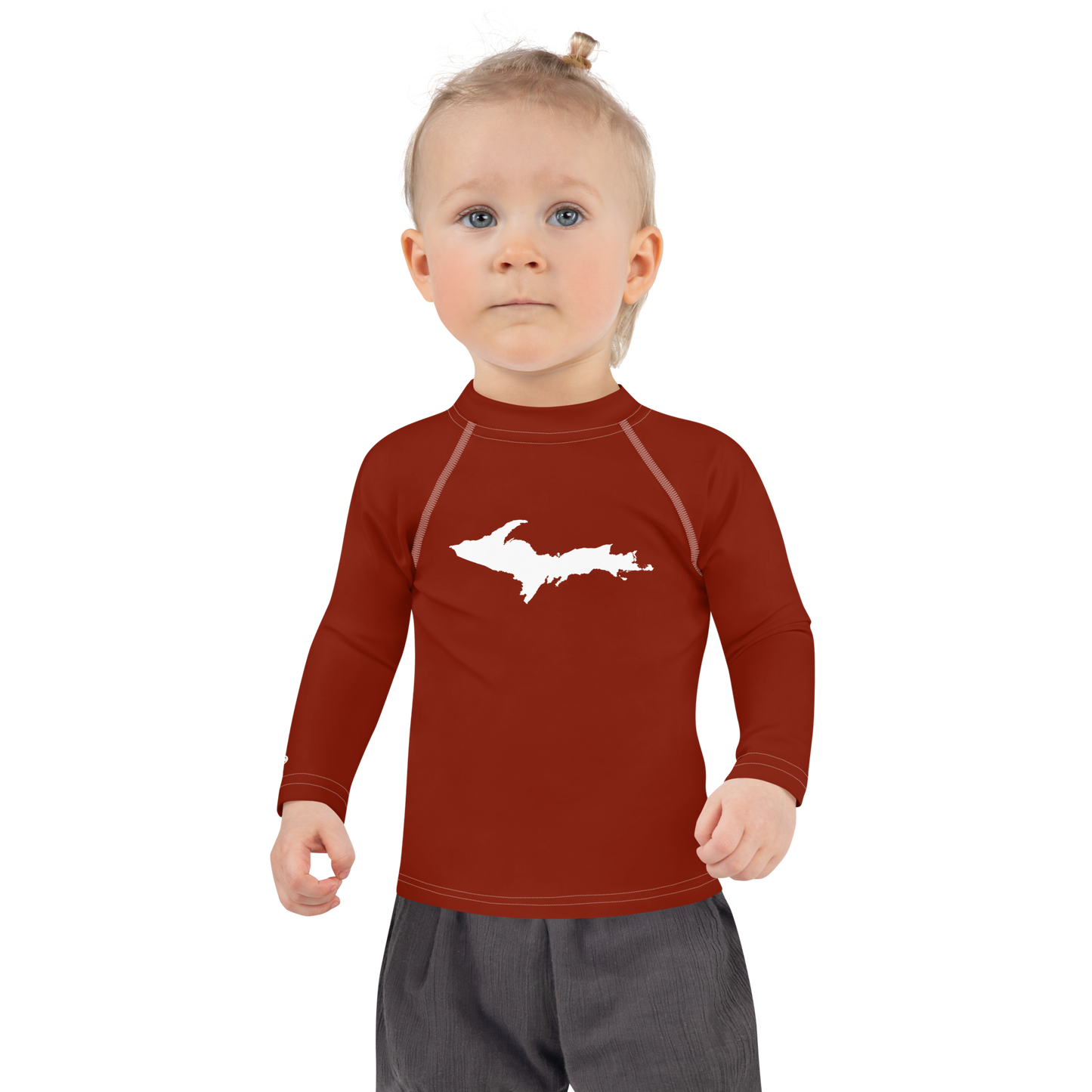 Michigan Upper Peninsula Rash Guard (w/ UP Outline) | Toddler - Cherryland Red