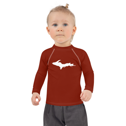 Michigan Upper Peninsula Rash Guard (w/ UP Outline) | Toddler - Cherryland Red