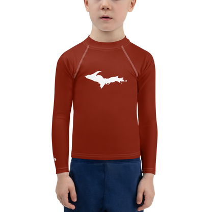 Michigan Upper Peninsula Rash Guard (w/ UP Outline) | Toddler - Cherryland Red