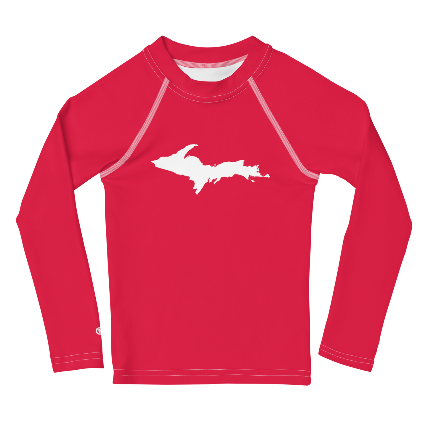 Michigan Upper Peninsula Rash Guard (w/ UP Outline) | Toddler - Lighthouse Red