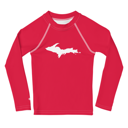 Michigan Upper Peninsula Rash Guard (w/ UP Outline) | Toddler - Lighthouse Red