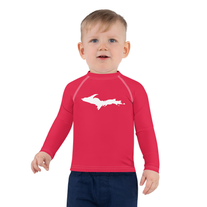 Michigan Upper Peninsula Rash Guard (w/ UP Outline) | Toddler - Lighthouse Red