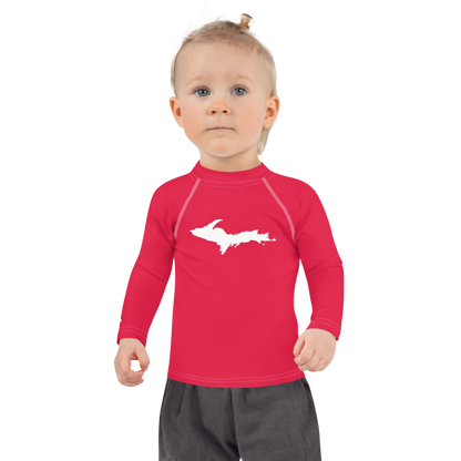 Michigan Upper Peninsula Rash Guard (w/ UP Outline) | Toddler - Lighthouse Red