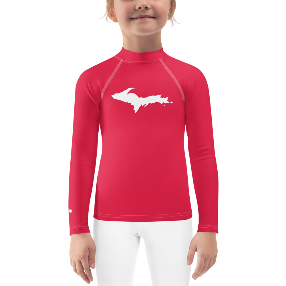 Michigan Upper Peninsula Rash Guard (w/ UP Outline) | Toddler - Lighthouse Red