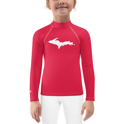 Michigan Upper Peninsula Rash Guard (w/ UP Outline) | Toddler - Lighthouse Red