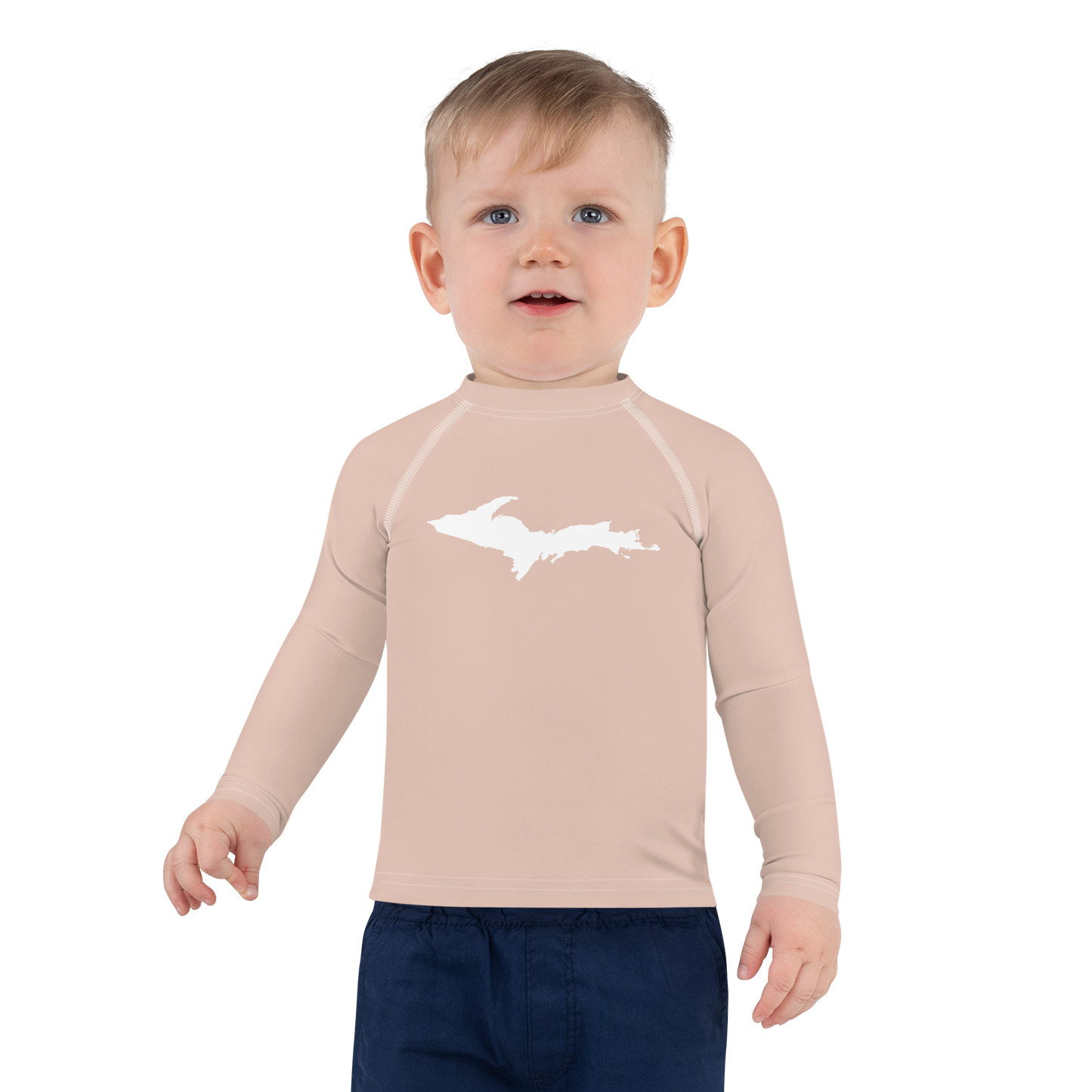 Michigan Upper Peninsula Rash Guard (w/ UP Outline) | Toddler - Rose Gold