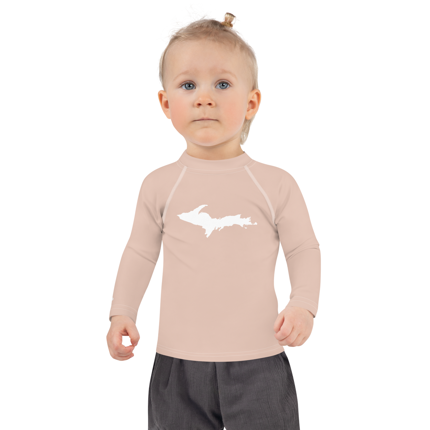 Michigan Upper Peninsula Rash Guard (w/ UP Outline) | Toddler - Rose Gold