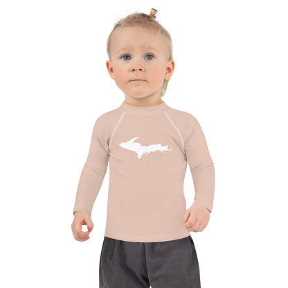 Michigan Upper Peninsula Rash Guard (w/ UP Outline) | Toddler - Rose Gold