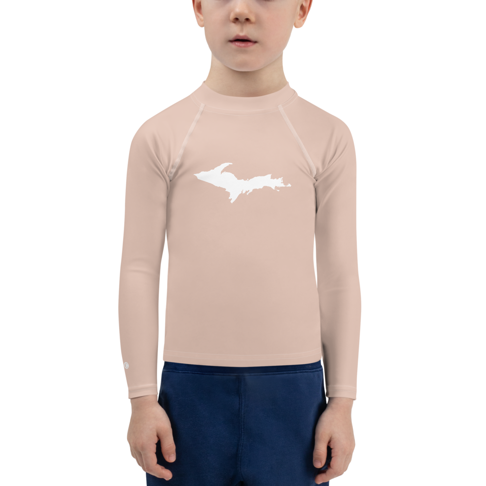 Michigan Upper Peninsula Rash Guard (w/ UP Outline) | Toddler - Rose Gold