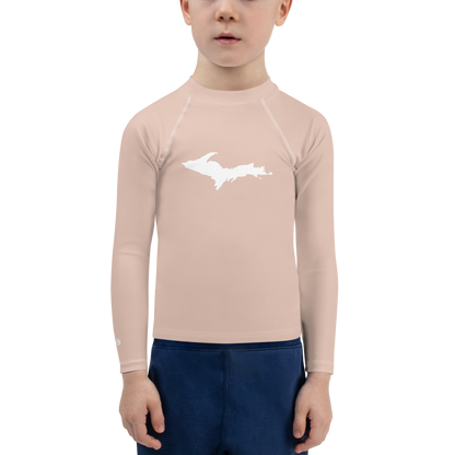 Michigan Upper Peninsula Rash Guard (w/ UP Outline) | Toddler - Rose Gold