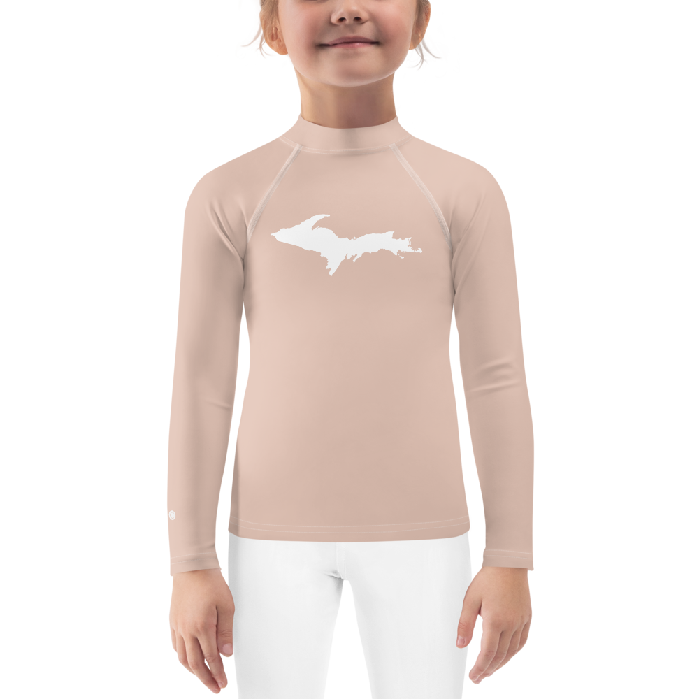 Michigan Upper Peninsula Rash Guard (w/ UP Outline) | Toddler - Rose Gold