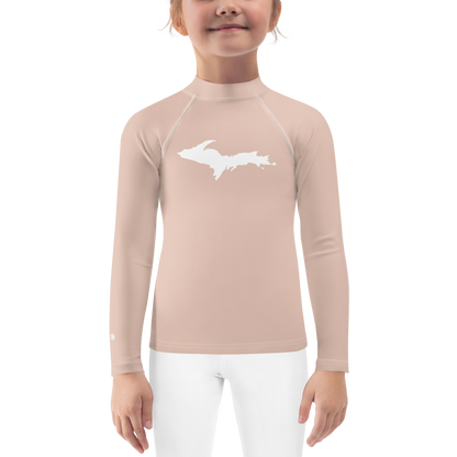 Michigan Upper Peninsula Rash Guard (w/ UP Outline) | Toddler - Rose Gold