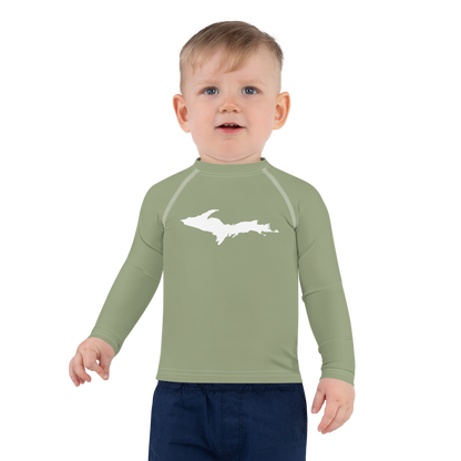 Michigan Upper Peninsula Rash Guard (w/ UP Outline) | Toddler - Beachgrass Green