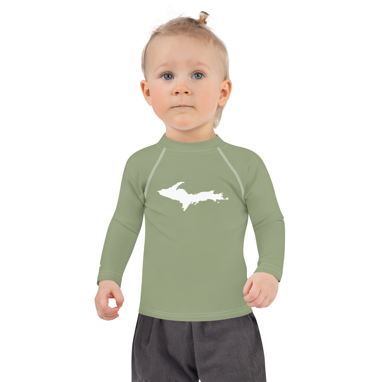 Michigan Upper Peninsula Rash Guard (w/ UP Outline) | Toddler - Beachgrass Green