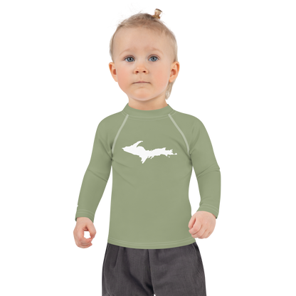 Michigan Upper Peninsula Rash Guard (w/ UP Outline) | Toddler - Beachgrass Green